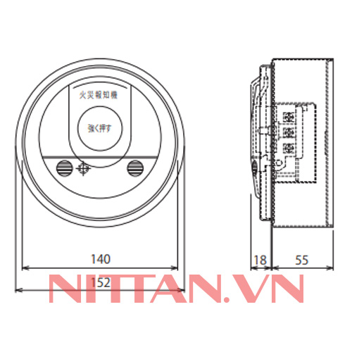 1MK1A Nút ấn báo cháy thường có giắc điện thoại loại chịu nước, Hệ báo cháy thường chuẩn JP