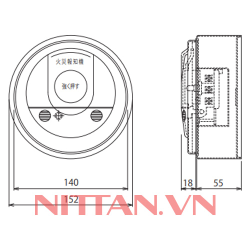 2ME1A Nút ấn báo cháy khẩn cấp loại thường, Hệ báo cháy thường chuẩn JP